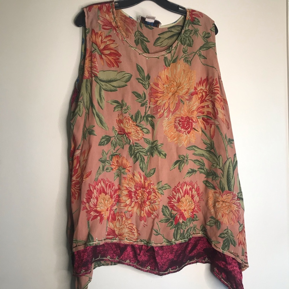 Tienda ho flower print loose tank top
